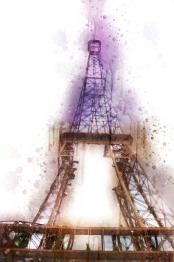 Paris sanat tasarımı illüstrasyonu Fransa Eyfel Kulesi fotoğrafçılık