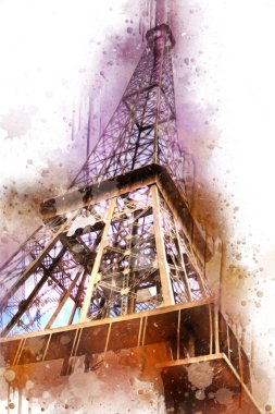 Paris sanat tasarımı illüstrasyonu Fransa Eyfel Kulesi fotoğrafçılık