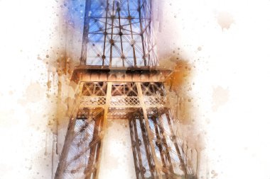 Paris sanat tasarımı illüstrasyonu Fransa Eyfel Kulesi fotoğrafçılık