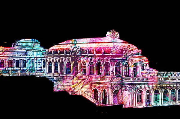 Zwinger Sarayı, sanat galerisi ve müzesi Dresden, Almanya 'da, sanat illüstrasyonu antika eskiz