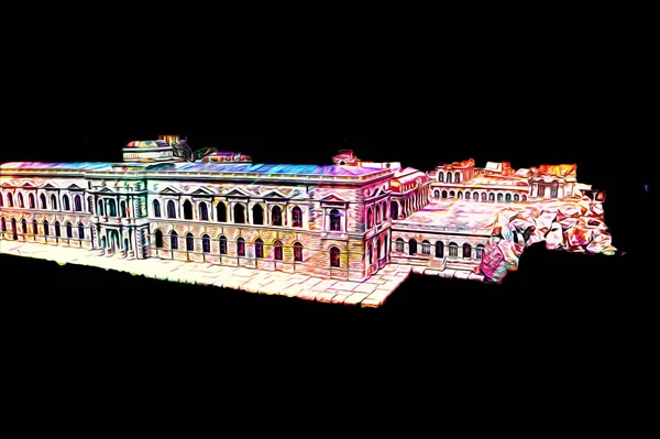 Zwinger Sarayı, sanat galerisi ve müzesi Dresden, Almanya 'da, sanat illüstrasyonu antika eskiz