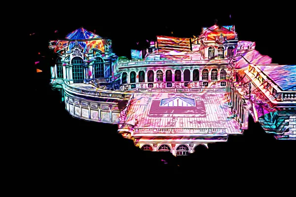 Zwinger Sarayı, sanat galerisi ve müzesi Dresden, Almanya 'da, sanat illüstrasyonu antika eskiz