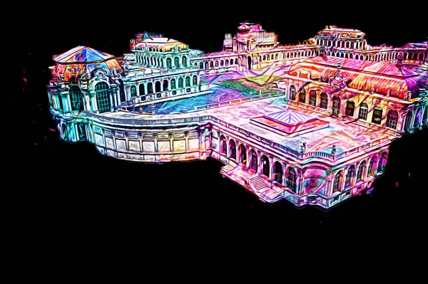 Zwinger Sarayı, sanat galerisi ve müzesi Dresden, Almanya 'da, sanat illüstrasyonu antika eskiz