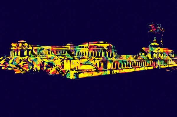 Zwinger Sarayı, sanat galerisi ve müzesi Dresden, Almanya 'da, sanat illüstrasyonu antika eskiz