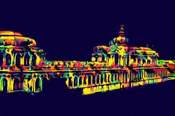 Zwinger Sarayı, sanat galerisi ve müzesi Dresden, Almanya 'da, sanat illüstrasyonu antika eskiz