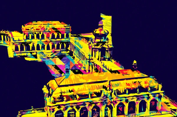 Zwinger Sarayı, sanat galerisi ve müzesi Dresden, Almanya 'da, sanat illüstrasyonu antika eskiz