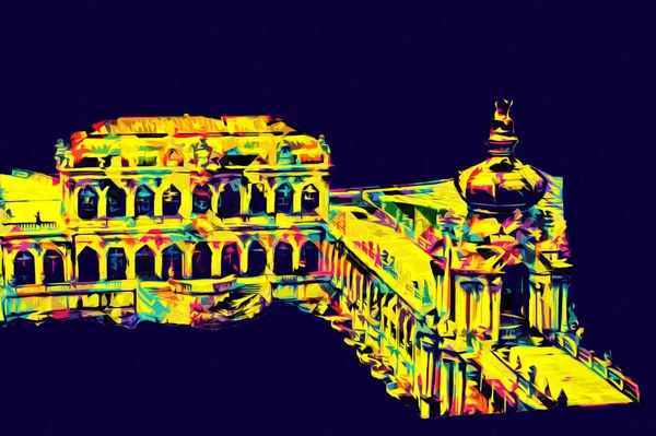 Zwinger Sarayı, sanat galerisi ve müzesi Dresden, Almanya 'da, sanat illüstrasyonu antika eskiz