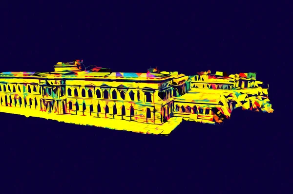 Zwinger Sarayı, sanat galerisi ve müzesi Dresden, Almanya 'da, sanat illüstrasyonu antika eskiz
