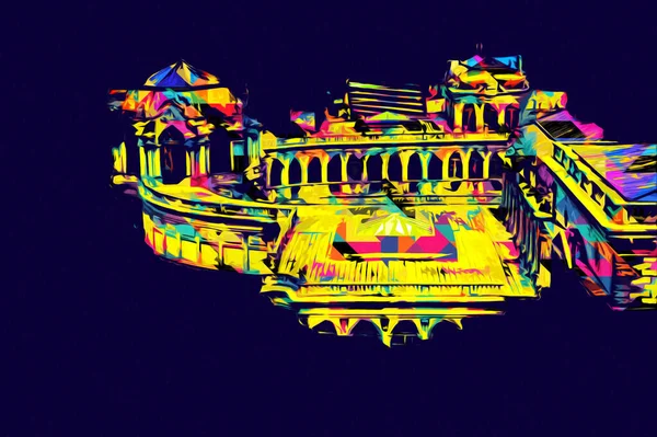 Zwinger Sarayı, sanat galerisi ve müzesi Dresden, Almanya 'da, sanat illüstrasyonu antika eskiz