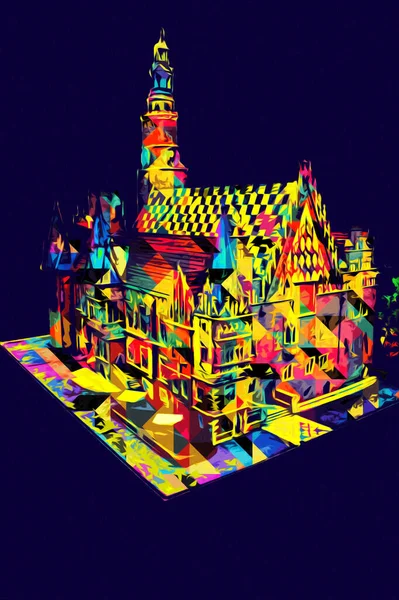 Belediyesi, Wroclaw, Polonya 'lı eski şehir meydanı, sanat illüstrasyonları antika eskizler