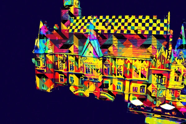 Belediyesi, Wroclaw, Polonya 'lı eski şehir meydanı, sanat illüstrasyonları antika eskizler