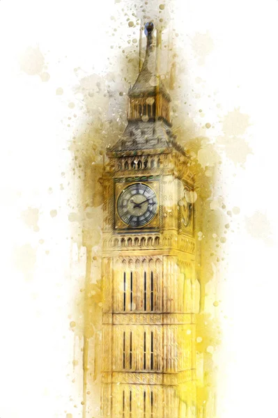 Londen Big Ben Kunst Tekening Schets Illustratie Leuk Ontwerp Vintage — Stockfoto