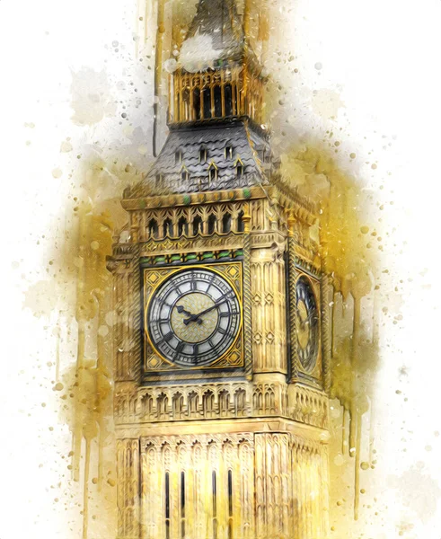 Londra 'nın büyük Ben sanat eseri çizimi, çizim, eğlenceli tasarım, antika retro