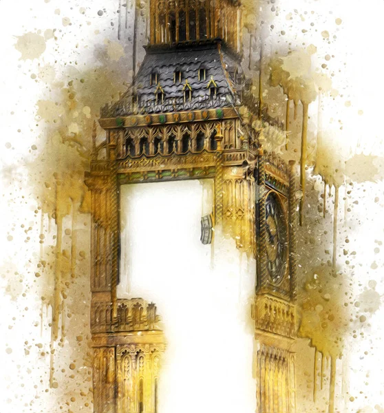 Londra 'nın büyük Ben sanat eseri çizimi, çizim, eğlenceli tasarım, antika retro