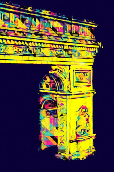 Arc de Triomphe du Carrousel, Atlıkarınca Meydanı 'nda bulunan bir zafer kemeridir. Paris 'in şehri. Paris 'in mimarisi ve simgeleri, sanat, çizim, retro, vintage, antika, skeç.