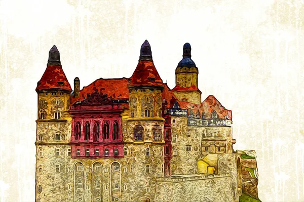 Ksiaz Castle Poland silesia art retro photography vintage old aerial. view