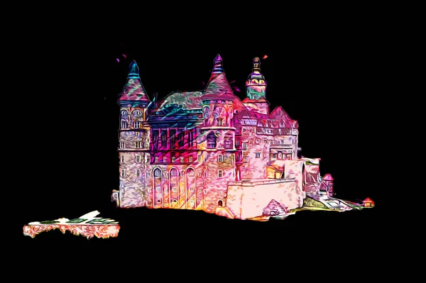 Ksiaz Castle Poland silesia art retro photography vintage old aerial. view