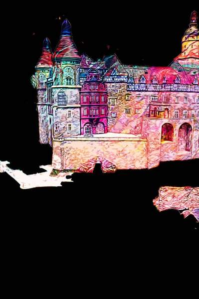 Ksiaz Castle Poland silesia art retro photography vintage old aerial. view