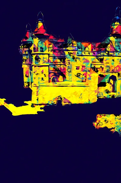 Ksiaz Castle Poland silesia art retro photography vintage old aerial. view