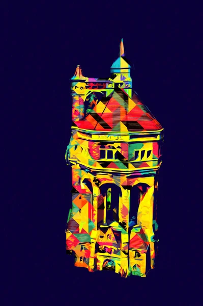 The water tower at Sudecka Street in Wroclaw, 63 meters high, designed by Karl Klimm. Built 1904-1905, situated in Borek, the district of Krzyki, Wroclaw, Poland.