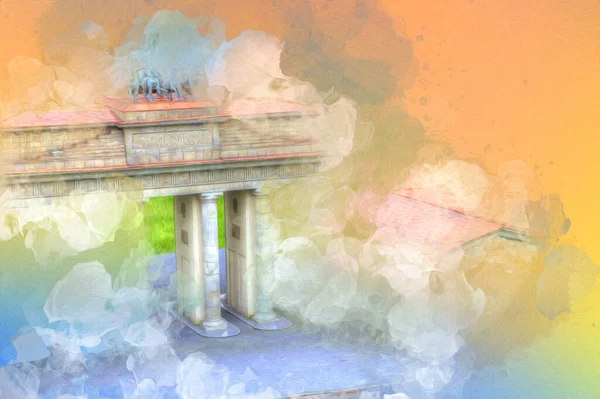 Branderburger Tor, Berlin, Germany, gate, art illustration retro vintage antique sketch