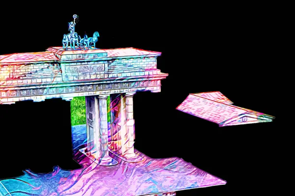 Branderburger Берлин Германия Ворота Художественная Иллюстрация Ретро Винтажного Антикварного Скетча — стоковое фото