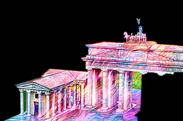 Branderburger Tor Berlin Germany Gate Art Illustration Retro Vintage Antique — Stock fotografie