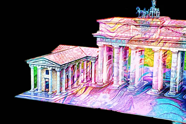 Branderburger Tor, Berlin, Germany, gate, art illustration retro vintage antique sketch