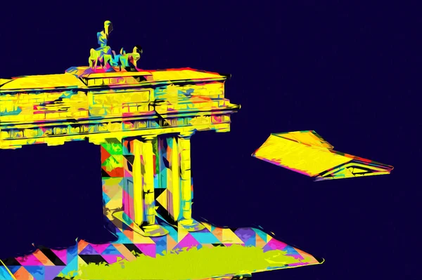 Branderburger Tor, Berlin, Germany, gate, art illustration retro vintage antique sketch