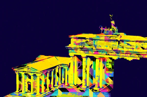 Branderburger Tor, Berlin, Germany, gate, art illustration retro vintage antique sketch