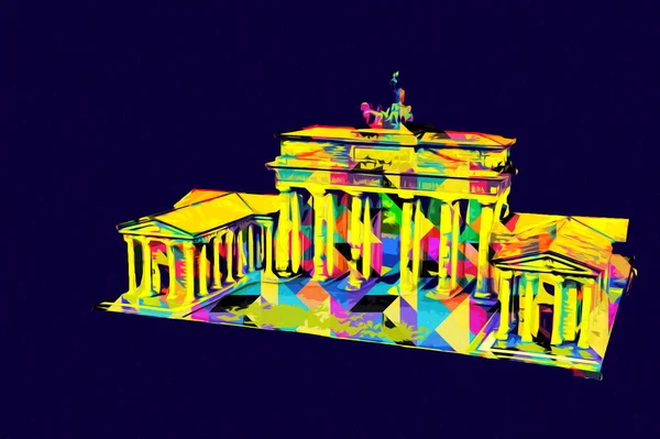 Branderburger Tor, Berlin, Germany, gate, art illustration retro vintage antique sketch