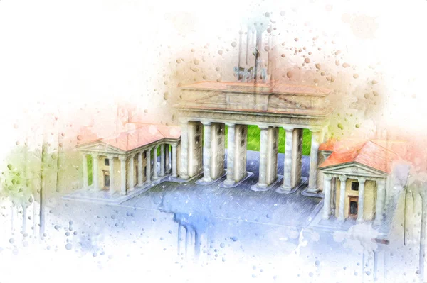 Branderburger Tor, Berlin, Germany, gate, art illustration retro vintage antique sketch