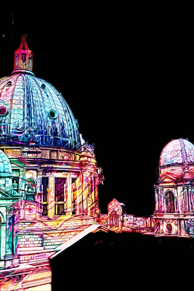 Berliner Dom, Berlin, Deutschland, Almanya, Avrupa, sanat illüstrasyonu antika eskiz