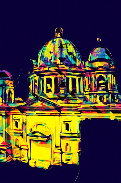 Berliner Dom Berlin Fashion Germany Fele Art Illustration Retro Vintage — стоковое фото