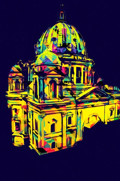 Berliner Dom, Berlin, Deutschland, Almanya, Avrupa, sanat illüstrasyonu antika eskiz