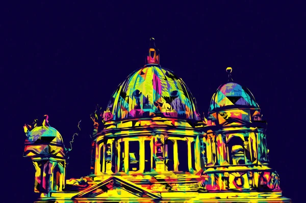 Berliner Dom, Berlin, Deutschland, Almanya, Avrupa, sanat illüstrasyonu antika eskiz