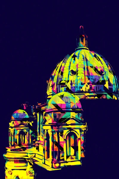Berliner Dom, Berlin, Deutschland, Almanya, Avrupa, sanat illüstrasyonu antika eskiz