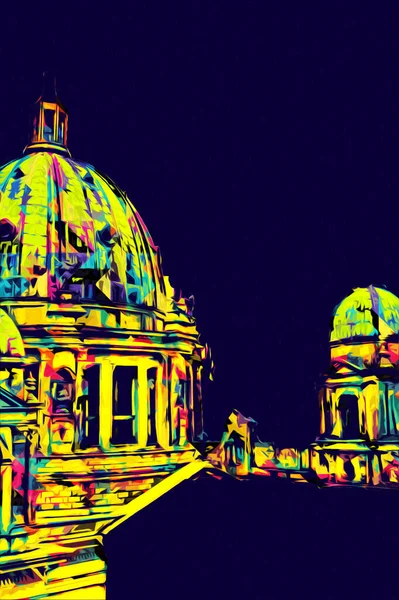 Berliner Dom, Berlin, Deutschland, Almanya, Avrupa, sanat illüstrasyonu antika eskiz