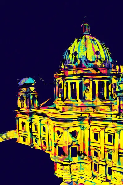 Berliner Dom, Berlin, Deutschland, Almanya, Avrupa, sanat illüstrasyonu antika eskiz