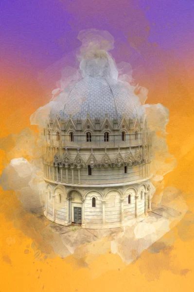 Pisa sanat fotoğrafçılığı, hava manzarası, İtalya, kule, illüstrasyon, antika eskiz