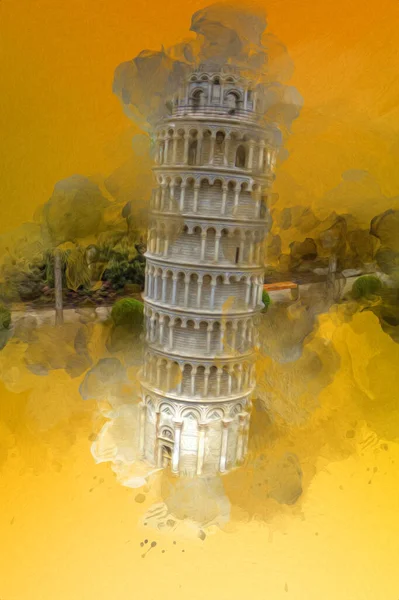 Pisa sanat fotoğrafçılığı, hava manzarası, İtalya, kule, illüstrasyon, antika eskiz