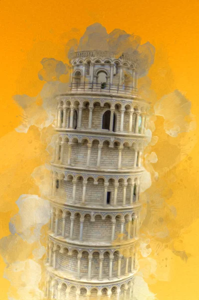 Pisa sanat fotoğrafçılığı, hava manzarası, İtalya, kule, illüstrasyon, antika eskiz