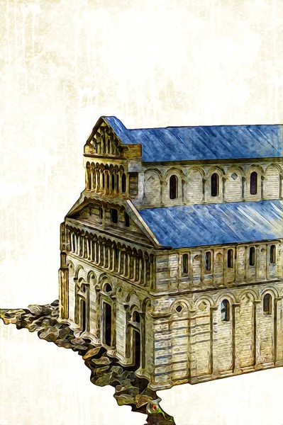 Pisa sanat fotoğrafçılığı, hava manzarası, İtalya, kule, illüstrasyon, antika eskiz