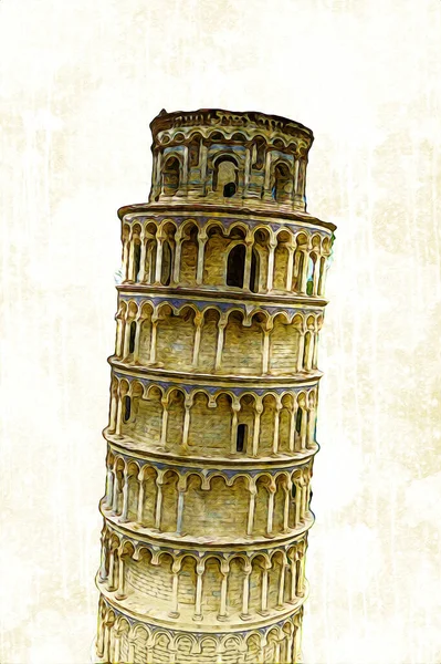 Pisa sanat fotoğrafçılığı, hava manzarası, İtalya, kule, illüstrasyon, antika eskiz