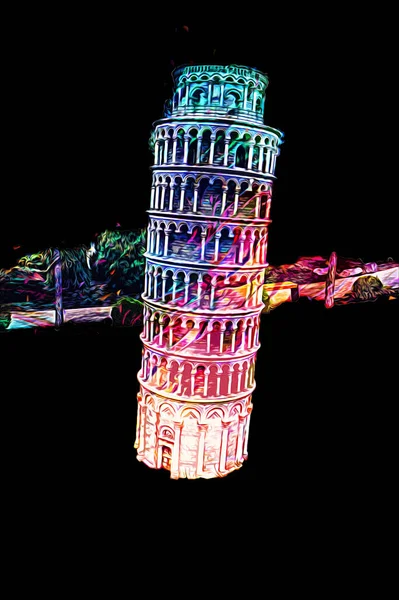 Pisa sanat fotoğrafçılığı, hava manzarası, İtalya, kule, illüstrasyon, antika eskiz