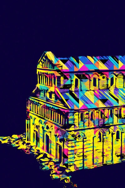 Pisa sanat fotoğrafçılığı, hava manzarası, İtalya, kule, illüstrasyon, antika eskiz