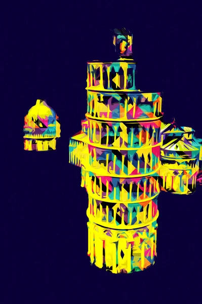 Pisa sanat fotoğrafçılığı, hava manzarası, İtalya, kule, illüstrasyon, antika eskiz