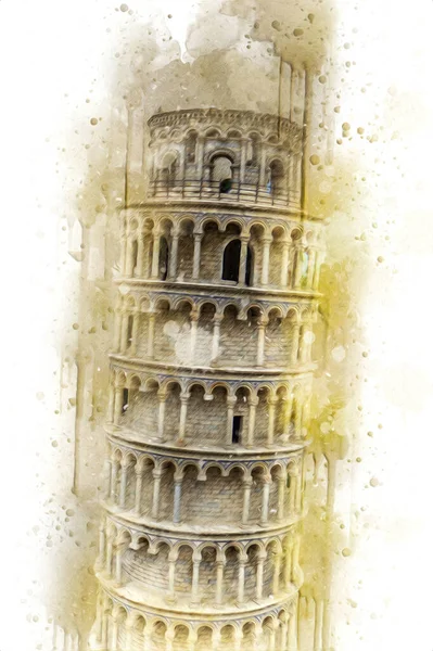 Pisa sanat fotoğrafçılığı, hava manzarası, İtalya, kule, illüstrasyon, antika eskiz