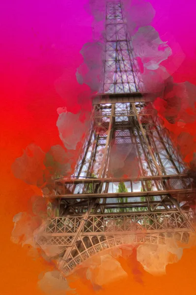 París Ilustración Diseño Artístico Francia Torre Eiffel Fotografias — Foto de Stock