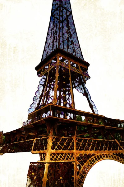 Paříž Výtvarný Design Ilustrace Francie Eiffelova Věž Fotografie — Stock fotografie